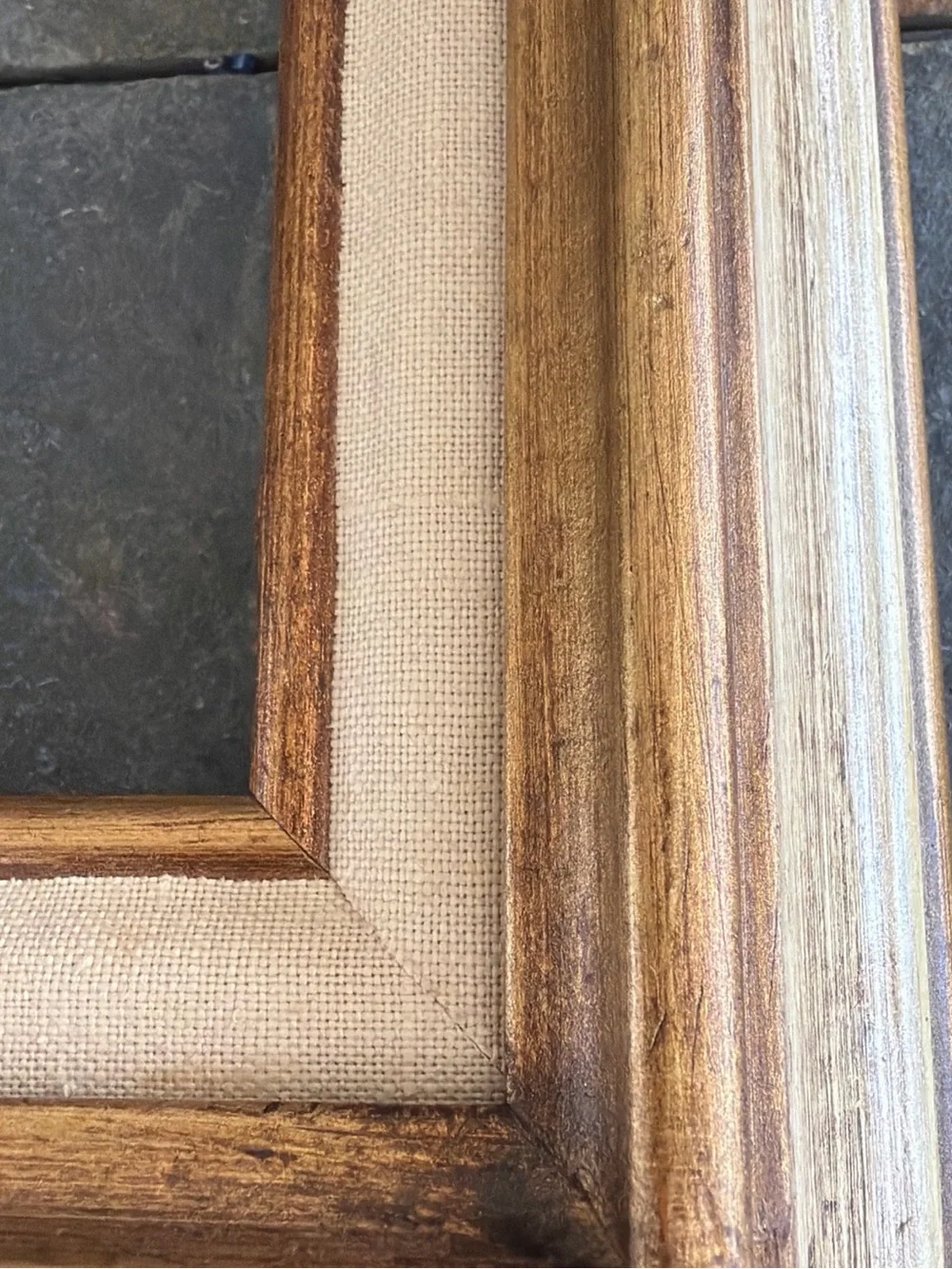 Vintage MCM 8x10 Wood Picture Frame W/Linen Liner Made in Mexico